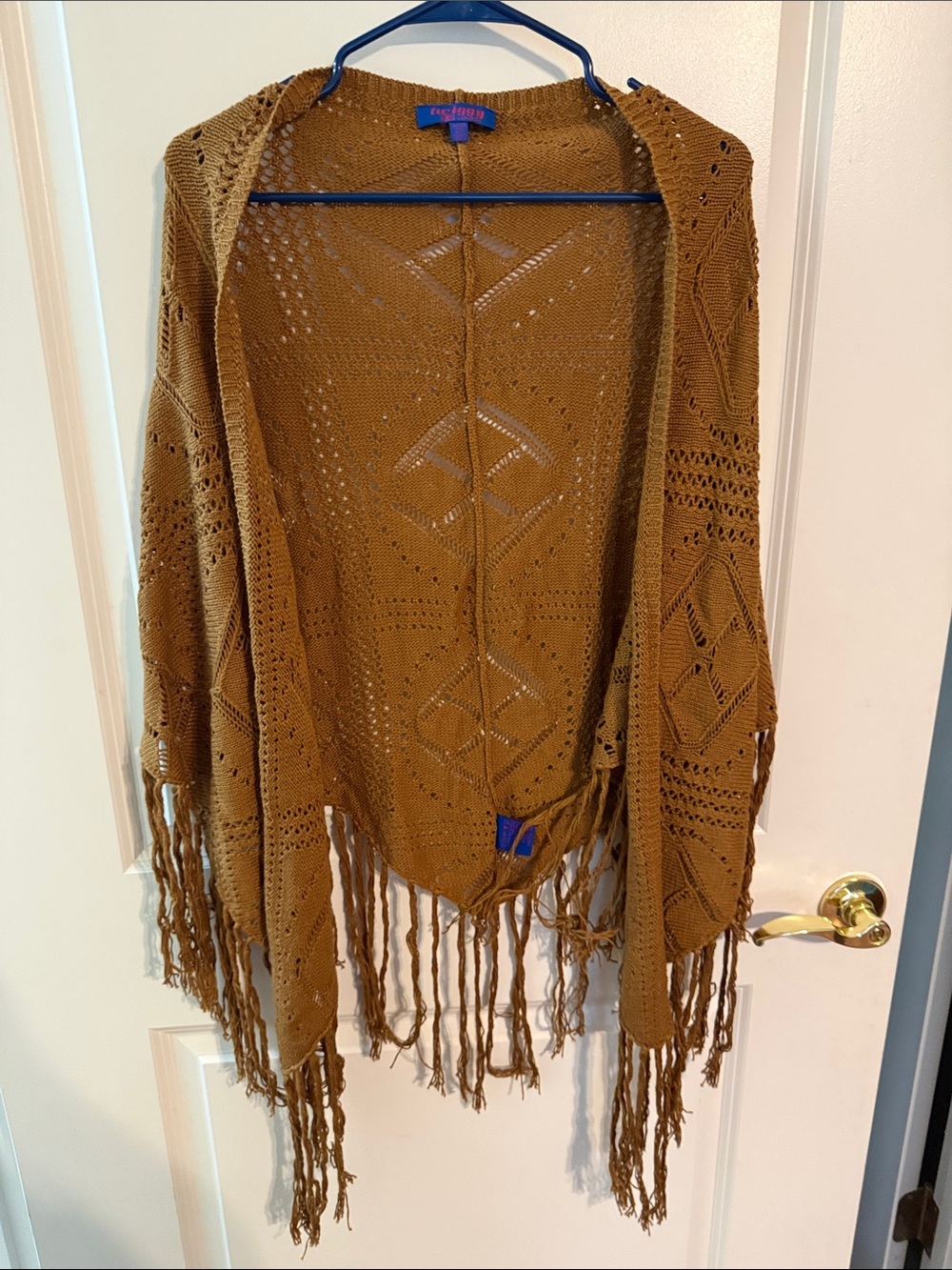 Twiggy London Fringe Shawl Wrap Poncho in Mustard OS